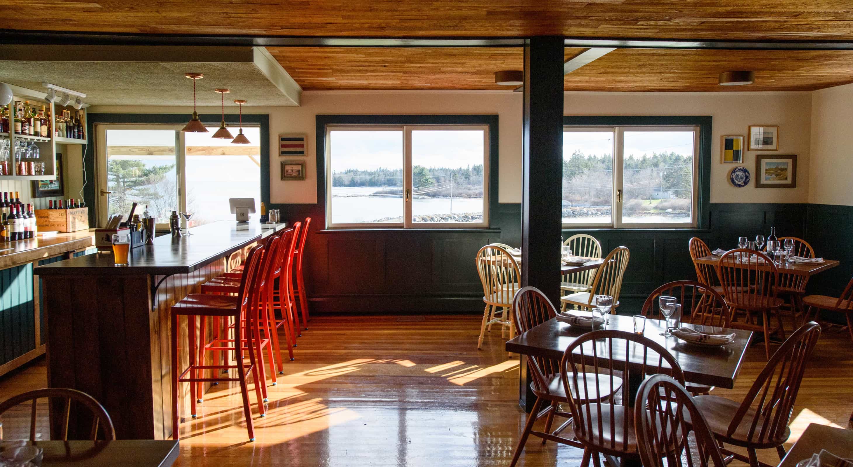 bar with a water view in maine
