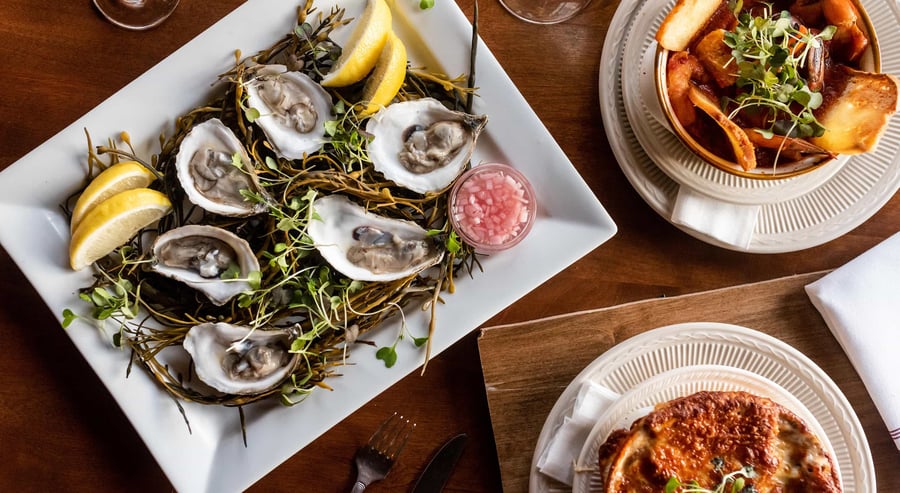 an oyster dinner at our Midcoast Maine restaurant