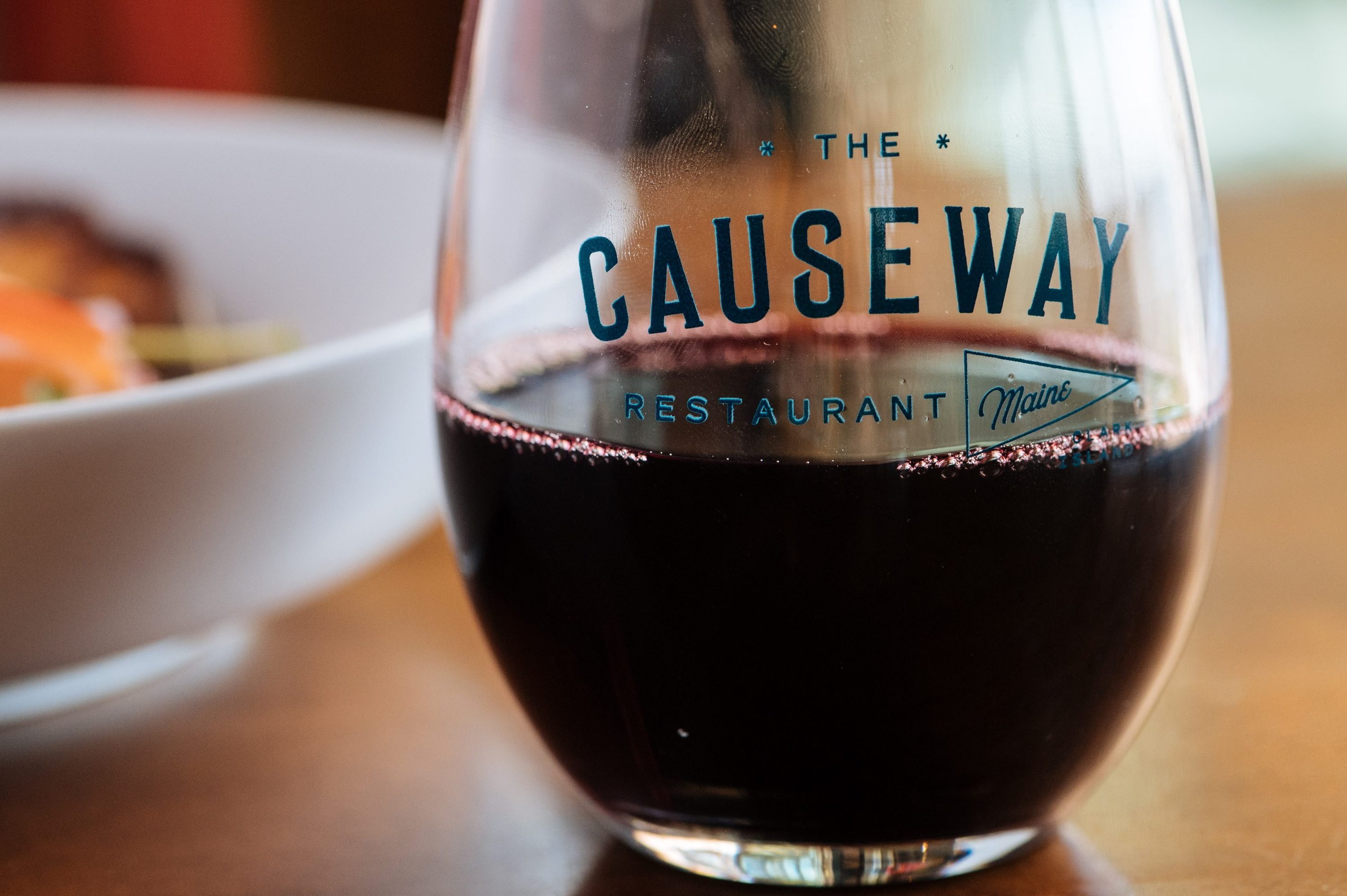 red wine glass at the causeway restaurant