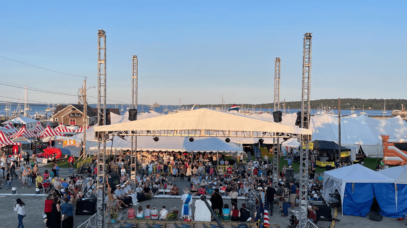 festival tent on the water