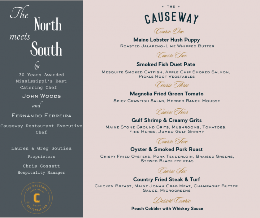 North Meets South Pairing Dinner October 2022 at the Causeway Restaurant